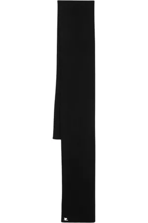 Courrèges Tilbehør, Dame, Sort, ONE SIZE, Uld, Sort uld tørklæde med logo