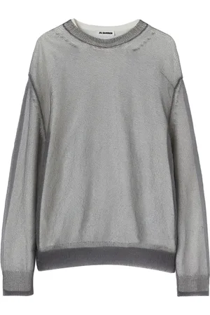 Jil Sander Strik, Herre, Grå, S, Uld, Layered Design Sweater