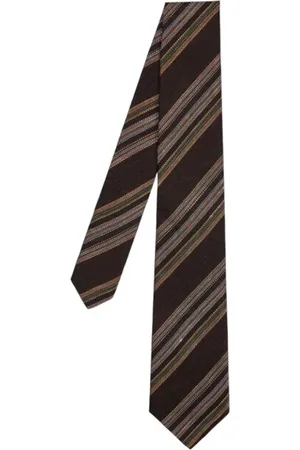 Paul Smith Tilbehør, Herre, Brun, ONE SIZE, Linned, Block Stripe Silke-Linned Slips