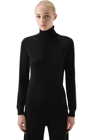 Woolrich Strik, Dame, Sort, XL, Uld, Højhalset Jersey