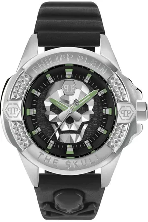 Philipp Plein Tilbehør, Herre, Sort, ONE SIZE, Læder, Titan Sølv Ur
