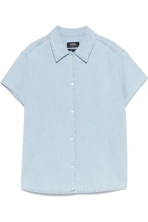 A.P.C. Bluser & Skjorter, Dame, Blå, S, Denim, Blå Skjorte med Trykknaplukning