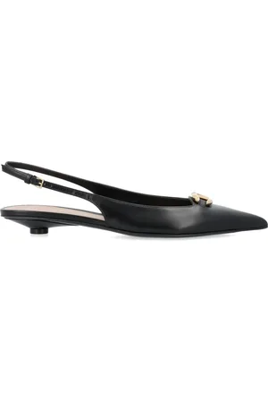 VALENTINO GARAVANI Sko, Dame, Sort, 37 1/2 EU, Uld, VLogo Moon Ballerina Slingback