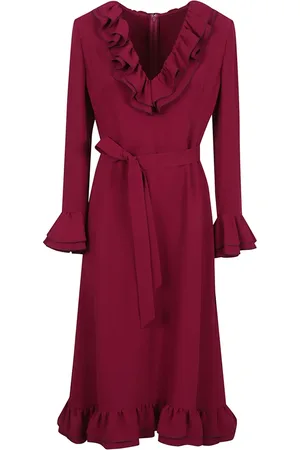 VALENTINO GARAVANI Kjole, Dame, Rød, M, Magenta Ensfarvet Kjole Phalaris Stil