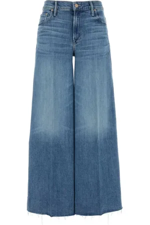 Mother Jeans, Dame, Blå, W26, Denim, Wide-Leg Stretch Denim Jeans