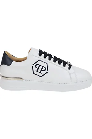 Philipp Plein Sko, Herre, Hvid, 42 EU, Læder, Hexagon Sneakers