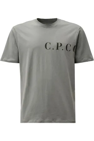 C.P. Company Top, Herre, Grå, 2XL, Bomuld, Logo Print Jersey T-shirt Grå