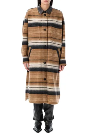 Isabel Marant Frakke, Dame, Flerfarvet, S, Uld, Djila Overshirt Long Coat
