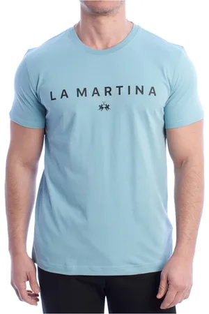 La Martina Top, Herre, Blå, XL, Bomuld, Kortærmet T-shirt med Logo