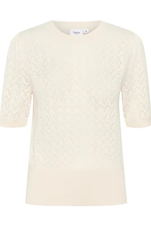 Saint Tropez Strik, Dame, , 2XL, Mønstret Strik Puff Pullover Ice