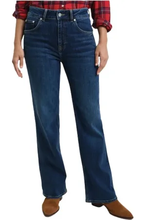GANT Jeans, Dame, Blå, W30, Bomuld, Slim Flare Jeans med høj talje