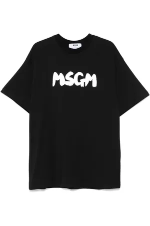 Msgm Top, Herre, Sort, M, Sort Crew Neck T-shirts og Polos
