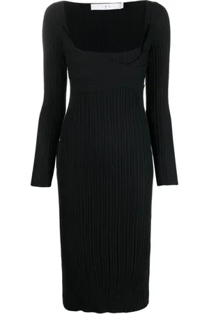 IRO Kjole, Dame, Sort, L, Nylon, Sort Silk Midi Kjole