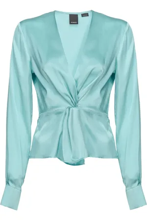 Pinko Bluser & Skjorter, Dame, Blå, XL, Satin, Baradero Bluse