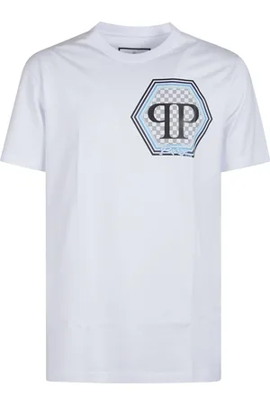 Philipp Plein Top, Herre, Hvid, L, Bomuld, Hexagon Graphic T-shirt