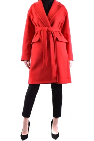 Pinko Frakke, Dame, Rød, S, Uld, Belted Uldblanding Frakke