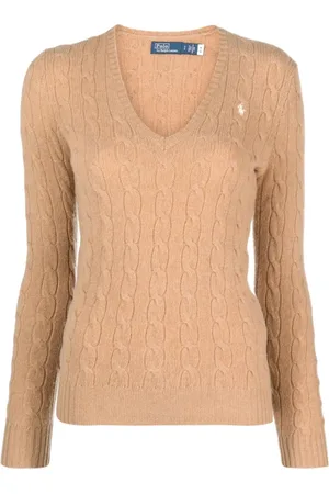 Ralph Lauren Strik, Dame, , 3XL, Uld, Camel Melange Kimberly Pullover