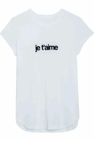 Zadig & Voltaire Top, Dame, Hvid, S, Bomuld, Woop Icon Tee Je T`aime