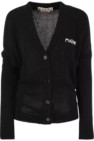 Marni Strik, Dame, Sort, XS, Bomuld, Sort Bomuld Cardigan med Logo