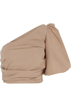 Pinko Bluser & Skjorter, Dame, Lyserød, S, Uld, One-shoulder Taffeta Crop Top