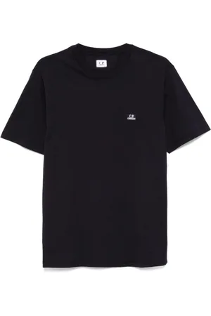 C.P. Company Top, Herre, Blå, S, Blåt Logo Broderet Crew Neck Skjorte
