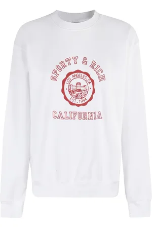 Sporty & Rich Sweathshirts & Hoodies, Dame, Hvid, M, Bomuld, California Emblem Crewneck Sweater