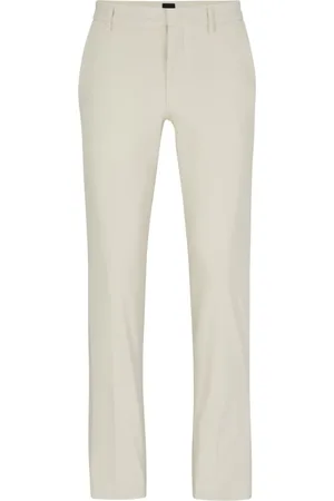 HUGO BOSS Bukser, Herre, Hvid, 3XL, Bomuld, Slim Fit Cotton Stretch Bukser