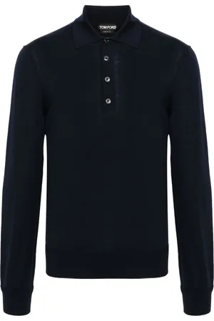 Tom Ford Top, Herre, Blå, L, Uld, Merinould Polo Shirt