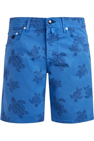 Vilebrequin Shorts, Herre, Blå, W32, Bomuld, Herre Bermuda Shorts med Skildpadde Print