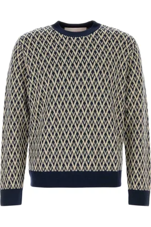 VALENTINO GARAVANI Strik, Herre, Blå, M, Tyl, Navy Blå Crew Neck Sweater