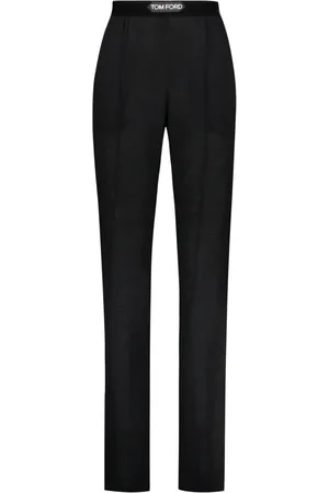 Tom Ford Bukser, Dame, Sort, 2XS, Cashmere, Cashmere Bukser med Logo Elastisk Taljebånd