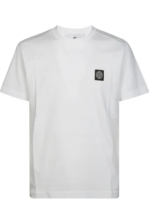 Stone Island Top, Herre, Hvid, L, Bomuld, Logo T-shirt Klassisk Casual Beklædning