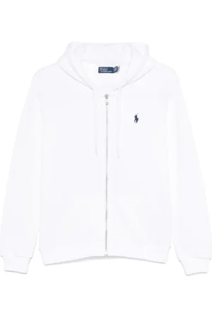 Ralph Lauren Sweathshirts & Hoodies, Dame, Hvid, L, Bomuld, Hættetrøje med lynlås