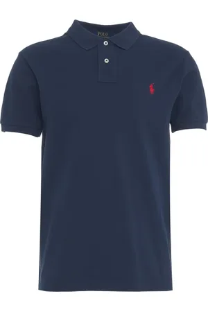 Ralph Lauren Top, Herre, Blå, XL, Uld, Blå Polo Shirt med Stilfuldt Broderet Logo
