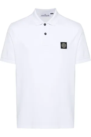 Stone Island Top, Herre, Hvid, L, Bomuld, Hvid Polo Shirt med Kompas Logo
