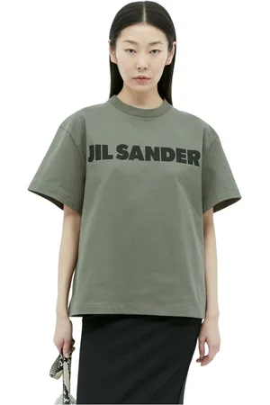 Jil Sander Top, Dame, Grøn, M, Bomuld, Logo Print T-Shirt