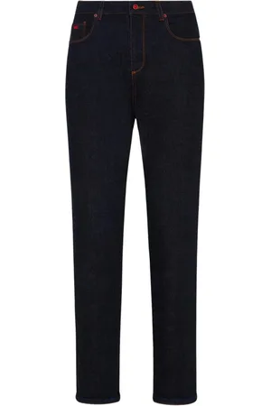 Kiton Jeans, Dame, Blå, M, Bomuld, Slim-Fit High-Rise Bomuldsjeans