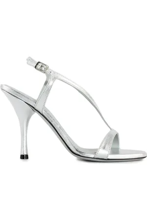 ROBERTO FESTA Sko, Dame, Grå, 40 EU, Læder, Sølv Metallic Læder Sandaler med 10cm Hæl