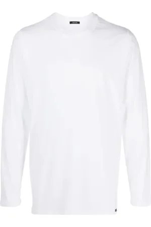Tom Ford Top, Herre, Hvid, XL, Bomuld, Langærmet T-shirt i bomuld og modal med logo