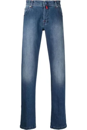 Kiton Jeans, Herre, Blå, W35, Bomuld, Blå Low-Rise Slim-Fit Jeans