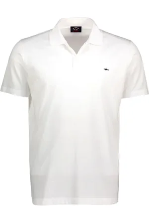 Paul & Shark Top, Herre, Hvid, M, Bomuld, Cotton Pique Polo med Haj-Badge