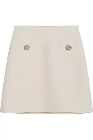 VALENTINO GARAVANI Nederdel, Dame, , S, Uld, Elfenbensfarvet Crepe Couture Mininederdel