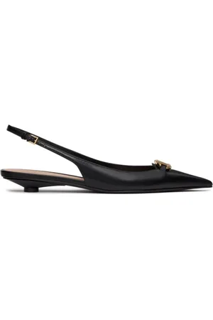 VALENTINO GARAVANI Sko, Dame, Sort, 36 EU, Læder, VLogo Læder Slingback Ballerina Sko