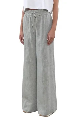 PESERICO SIGN Bukser, Dame, Grå, 2XS, Linen Wide Leg Bukser