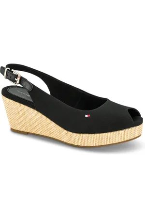 Tommy Hilfiger Sko, Dame, Sort, 41 EU, Læder, Elegante Espadrilles Sling-back Sandaler
