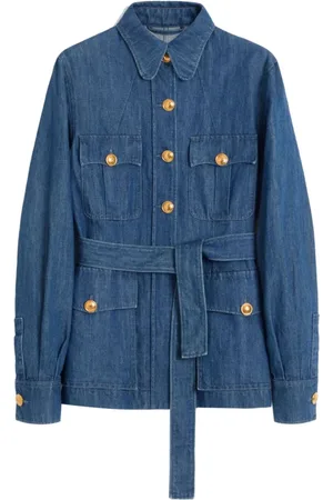 VALENTINO GARAVANI Jakke, Dame, Blå, L, Denim, Denimjakke med bælte