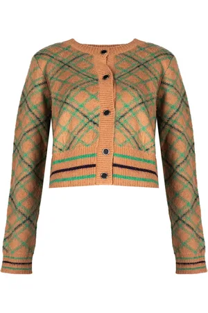 Pinko Strik, Dame, Grøn, M, Uld, Løs Ternet Cardigan