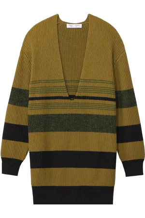 Proenza Schouler Strik, Dame, Flerfarvet, S, Cashmere, Cashmere Stribet V-Hals Sweater