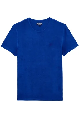 Vilebrequin Top, Herre, Blå, XL, Ensfarvet unisex T-shirt i frotté