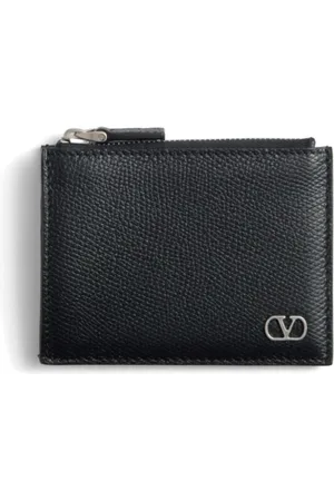 VALENTINO GARAVANI Tilbehør, Herre, Sort, ONE SIZE, Læder, Sort VLogo Wallet med Hammeret Tekstur